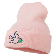 Dove Symbol Embroidered Long Beanie