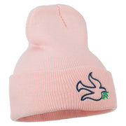 Dove Symbol Embroidered Long Beanie