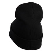 Animals Paw Prints Iron on Hotfix Patched 12 Inch Long Knitted Beanie - Black OSFM