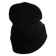 Animals Paw Prints Iron on Hotfix Patched 12 Inch Long Knitted Beanie - Black OSFM