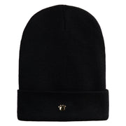 Animals Paw Prints Iron on Hotfix Patched 12 Inch Long Knitted Beanie - Black OSFM