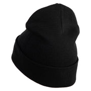 Water Polo Ball Iron on Patched 12 Inch Long Knitted Beanie - Black OSFM