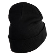 Water Polo Ball Iron on Patched 12 Inch Long Knitted Beanie - Black OSFM