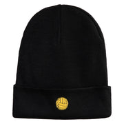 Water Polo Ball Iron on Patched 12 Inch Long Knitted Beanie - Black OSFM