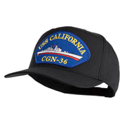 USS California CGN 36 Blue Patched Solid Cotton Twill 5 Panel Prostyle Snap Cap - Black OSFM