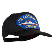 USS California CGN 36 Blue Patched Solid Cotton Twill 5 Panel Prostyle Snap Cap - Black OSFM