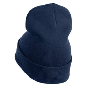 Animals Paw Prints Iron on Hotfix Patched 12 Inch Long Knitted Beanie - Navy OSFM