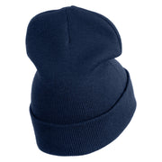Animals Paw Prints Iron on Hotfix Patched 12 Inch Long Knitted Beanie - Navy OSFM