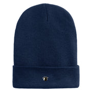 Animals Paw Prints Iron on Hotfix Patched 12 Inch Long Knitted Beanie - Navy OSFM