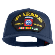 82nd Airborne Vietnam Veteran Patched Solid Cotton Twill 5 panel Mesh Back Cap - Navy OSFM