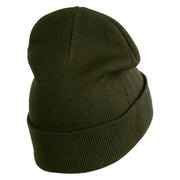 Water Polo Ball Iron on Patched 12 Inch Long Knitted Beanie - Olive OSFM