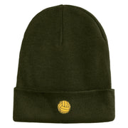 Water Polo Ball Iron on Patched 12 Inch Long Knitted Beanie - Olive OSFM