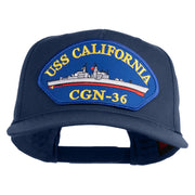 USS California CGN 36 Blue Patched Solid Cotton Twill 5 Panel Prostyle Snap Cap - Navy OSFM
