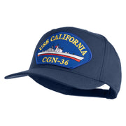 USS California CGN 36 Blue Patched Solid Cotton Twill 5 Panel Prostyle Snap Cap - Navy OSFM