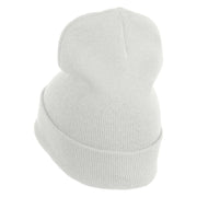 Animals Paw Prints Iron on Hotfix Patched 12 Inch Long Knitted Beanie - White OSFM