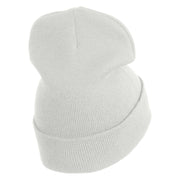 Animals Paw Prints Iron on Hotfix Patched 12 Inch Long Knitted Beanie - White OSFM