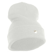 Animals Paw Prints Iron on Hotfix Patched 12 Inch Long Knitted Beanie - White OSFM