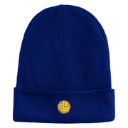 Water Polo Ball Iron on Patched 12 Inch Long Knitted Beanie - Royal OSFM