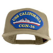 USS California CGN 36 Blue Patched Solid Cotton Twill 5 Panel Prostyle Snap Cap - Khaki OSFM