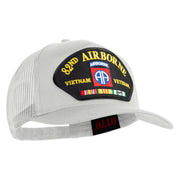 82nd Airborne Vietnam Veteran Patched Solid Cotton Twill 5 panel Mesh Back Cap - White OSFM