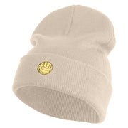 Water Polo Ball Iron on Patched 12 Inch Long Knitted Beanie - Birch OSFM