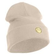 Water Polo Ball Iron on Patched 12 Inch Long Knitted Beanie - Birch OSFM