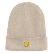 Water Polo Ball Iron on Patched 12 Inch Long Knitted Beanie - Birch OSFM