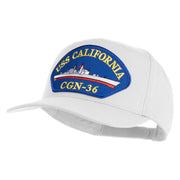 USS California CGN 36 Blue Patched Solid Cotton Twill 5 Panel Prostyle Snap Cap - White OSFM