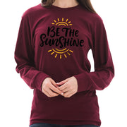 Be The Sunshine Graphic Long Sleeve Crewneck Tee - Burgundy XS