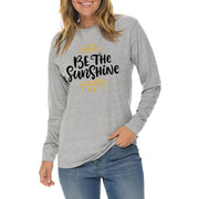 Be The Sunshine Graphic Long Sleeve Crewneck Tee - Heather-Grey XS