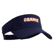 Orange Text Embroidered Cotton Twill Sun Visor - Navy OSFM