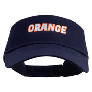 Orange Text Embroidered Cotton Twill Sun Visor - Navy OSFM