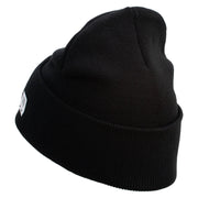 US Marine Corps Semper Fi Logo Embroidered 12 Inch Solid Knit Cuff Long Beanie Made in USA - Black OSFM