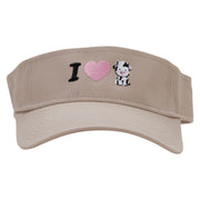 I Love Cows Embroidered Cotton Twill Sun Visor - Khaki OSFM