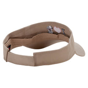 I Love Cows Embroidered Cotton Twill Sun Visor - Khaki OSFM