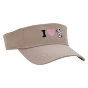 I Love Cows Embroidered Cotton Twill Sun Visor - Khaki OSFM