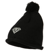 Diamond Embroidered Pom knitting Hat