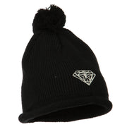 Diamond Embroidered Pom knitting Hat