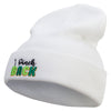 I Pinch Back Embroidered 12 Inch Long Knitted Beanie - White OSFM