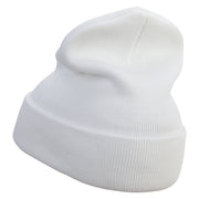 I Pinch Back Embroidered 12 Inch Long Knitted Beanie - White OSFM