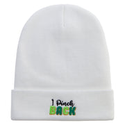 I Pinch Back Embroidered 12 Inch Long Knitted Beanie - White OSFM