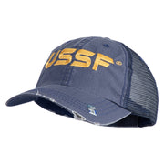 USSF Gold Letter Embroidered Low Profile Special Cotton Mesh Cap - Navy OSFM
