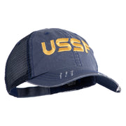 USSF Gold Letter Embroidered Low Profile Special Cotton Mesh Cap - Navy OSFM
