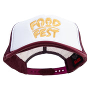 Food Fest Embroidered Foam Panel Mesh Snapback - Maroon-White OSFM