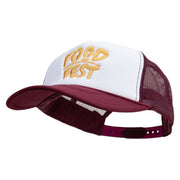 Food Fest Embroidered Foam Panel Mesh Snapback - Maroon-White OSFM