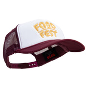 Food Fest Embroidered Foam Panel Mesh Snapback - Maroon-White OSFM