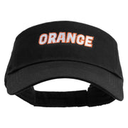 Orange Text Embroidered Cotton Twill Sun Visor - Black OSFM