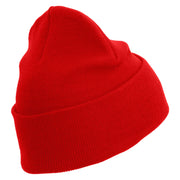 US Marine Corps Semper Fi Logo Embroidered 12 Inch Solid Knit Cuff Long Beanie Made in USA - Red OSFM