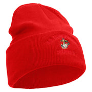 US Marine Corps Semper Fi Logo Embroidered 12 Inch Solid Knit Cuff Long Beanie Made in USA - Red OSFM