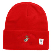 US Marine Corps Semper Fi Logo Embroidered 12 Inch Solid Knit Cuff Long Beanie Made in USA - Red OSFM